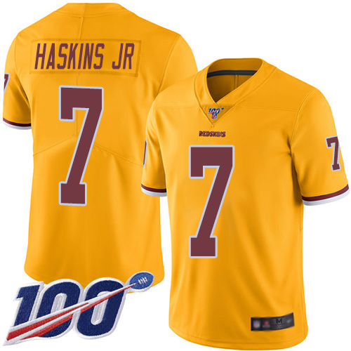 Washington Redskins Limited Gold Men Dwayne Haskins Jersey NFL Football #7 100th Season Rush->women nfl jersey->Women Jersey